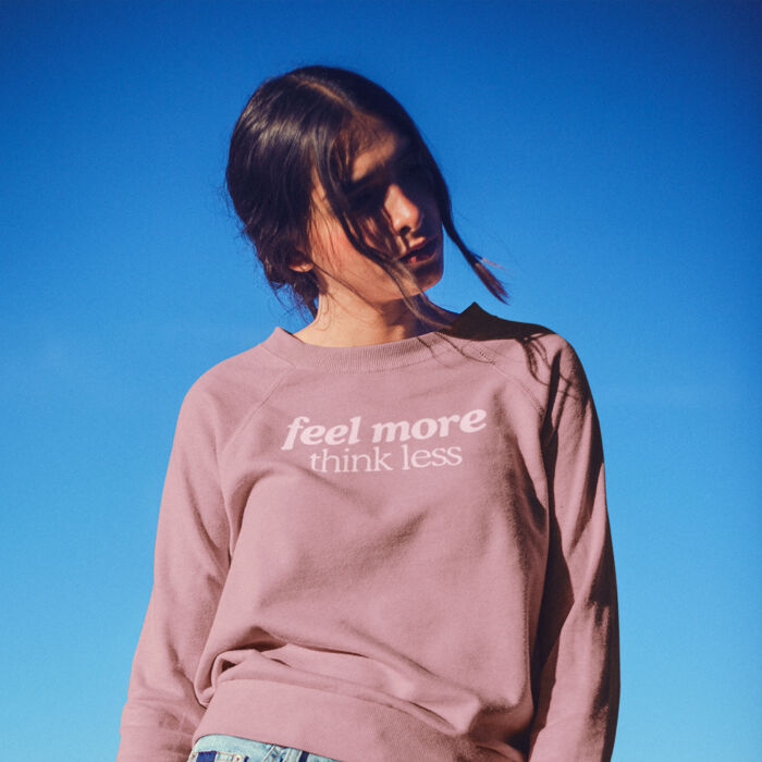 Feel More Embroidered Mauve Sweatshirt - Unisex Sponge Fleece Crewneck Sweatshirt Thumbnail