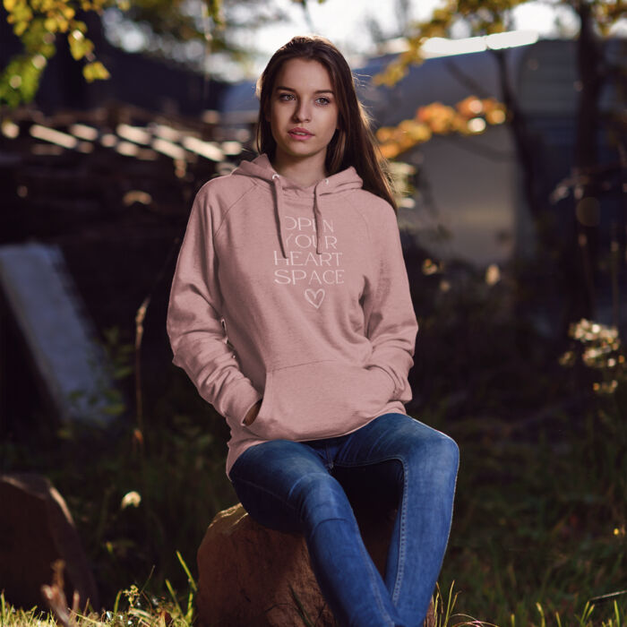 Open your heart space Embroidered Black hoodie - Unisex Sponge Fleece Pullover Hoodie Thumbnail