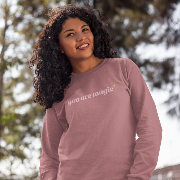 You are magic Embroidered Mauve sweatshirt - Unisex Sponge Fleece Crewneck Sweatshirt Thumbnail