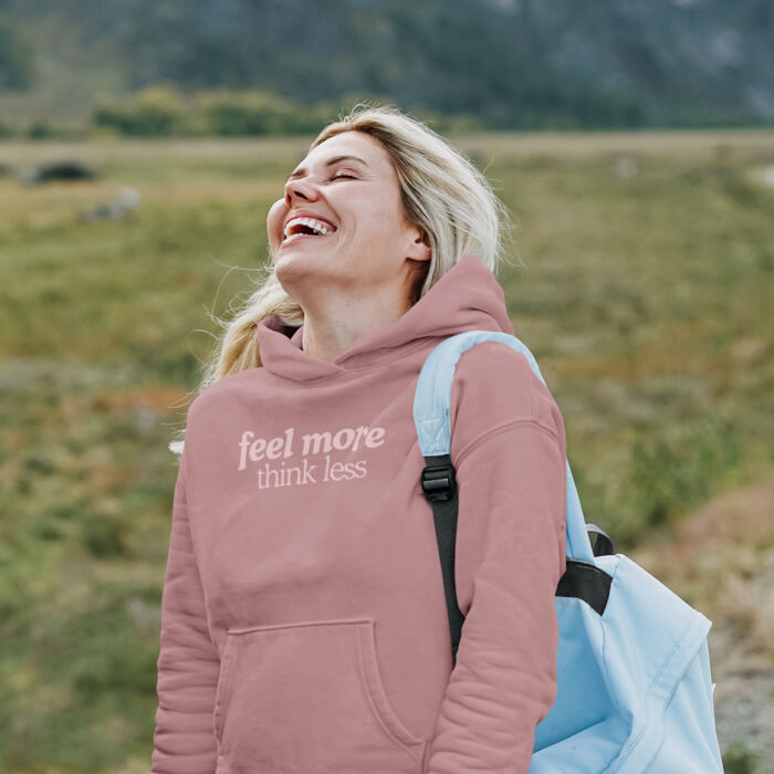 feel more think less mauve hoodie - Unisex Sponge Fleece Pullover Hoodie Thumbnail