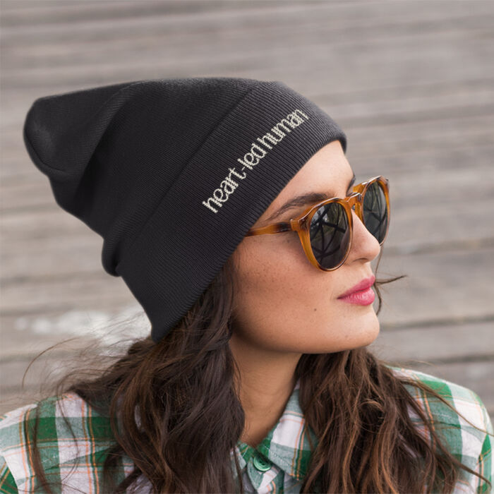 Heart Led Human Black Toque - ATC  KNIT TOQUE Thumbnail